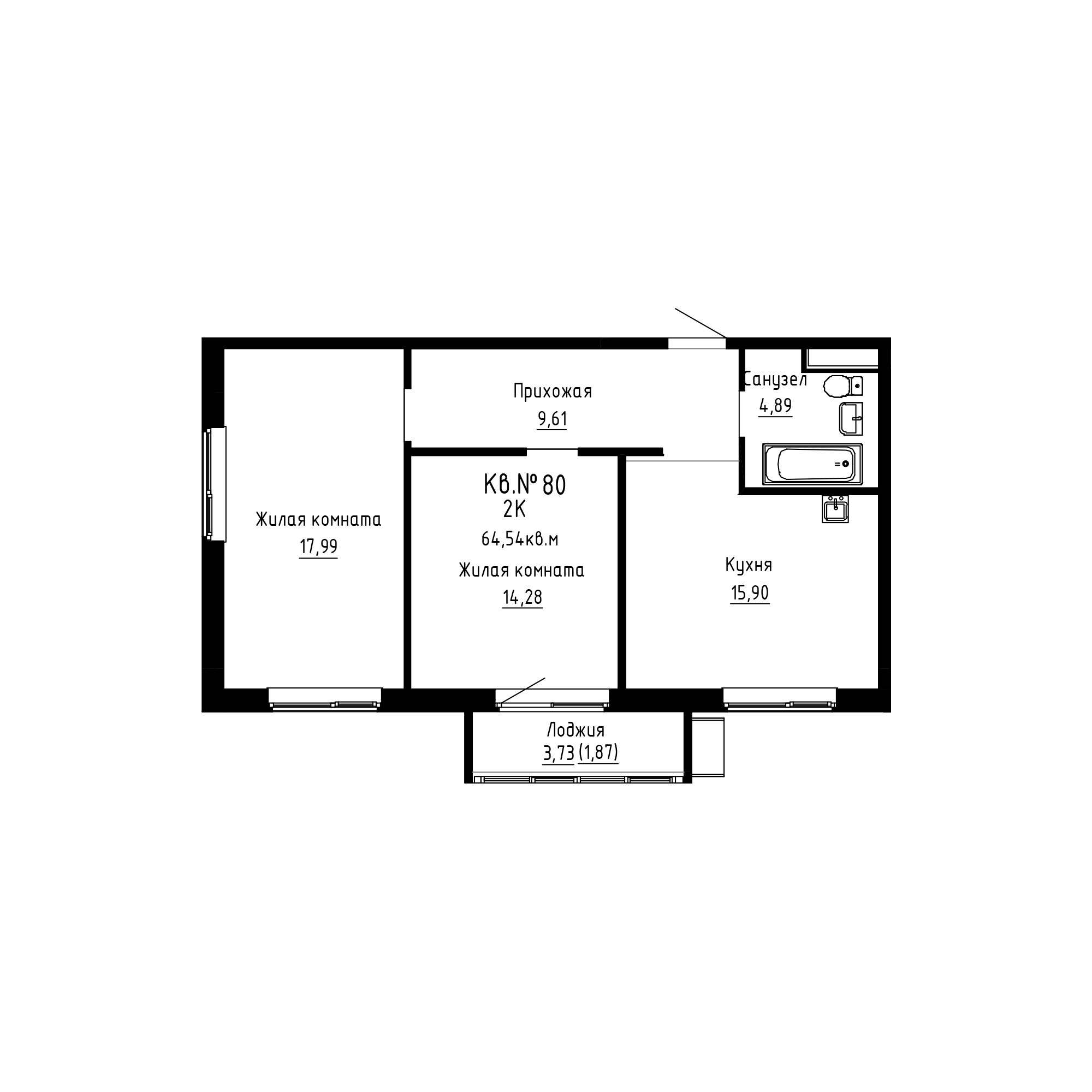 ЖК ДНС Сити (DNS Сити), 2-комн кв 64,54 м2, за 10 468 969 ₽, 8 этаж